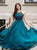  Royal A Line Halter Teal Chiffon With Lace Beadings
