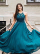 Sweep Train Green Evening Dresses