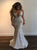 Mermaid Spaghetti Straps  Sequins White V Neck Prom Dresses