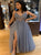 A Line Spaghetti Straps Grey Tulle Prom Dresses