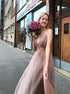 A Line V Neck Appliques Tulle Prom Dresses LBQ3260