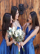 Sweep Train Blue Evening Dresses