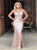 Sparkling Straps V Neck Sequin Slit Mermaid Open Back Prom Dresses