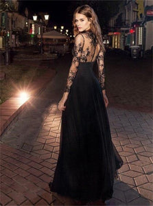 Sweep Train Black Evening Dresses