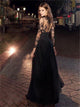 Sweep Train Black Evening Dresses