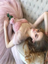Off The Shoulder Tulle Pleats Pearl Pink Prom Dress LBQ2578