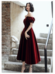 A Line Off the Shoulder Velvet Prom Dresses