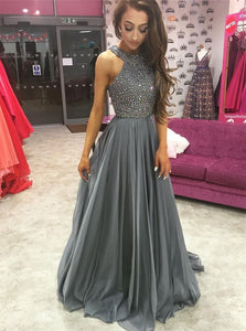 Sweep Train Grey Evening Dresses
