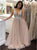 A Line Beaded V Neck Long Chiffon Prom Dresses