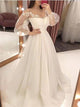 Ball Gown Off the Shoulder Long Sleeves Tulle Appliques Prom Dresses