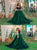 A Line Spaghetti Straps Dark Green Prom Dresses with Lace