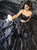 A Line Sweetheart Black Appliques Satin Prom Dresses 