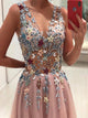 Sweep Train Pink Evening Dresses