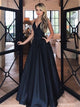 Sweep Train Black Evening Dresses