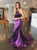 Mermaid Purple Spaghetti Straps Satin Prom Dresses