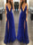 Sweep Train Spaghetti Straps Slit Evening Dresses