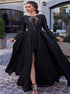 Black Satin Prom Dress with Slit LBQ1125
