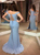 Sweep Train Blue Evening Dresses