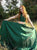 Sweep Train V Neck Green Evening Dresses
