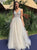 A Line V Neck Sleeveless Tulle Floor Length Prom Dresses