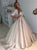 Champagne Sweep Train Satin Prom Dresses