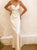 Sheath Spaghetti Straps Lace Up White Satin Prom Dresses 
