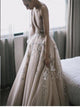 A Line Long Sleeve One Shoulder Tulle Prom Dresses