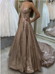 Golden Sweep Evening Dresses