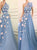 Sweep Train Blue Evening Dresses