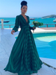 Sweep Train Green Evening Dresses