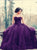 Purple Ball Gown Sweetheart Appliques Prom Dresses