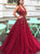 A Line Deep V Neck Sleeveless Tulle Prom Dresses With Sequins 