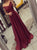 Burgundy Off The Shoulder A Line Pleats Prom Dresses 