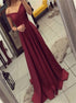 Burgundy Off The Shoulder A Line Pleats Prom Dresses LBQ1765