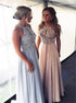 A Line Scoop Beadings Chiffon Prom Dress LBQ3110