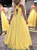 Sweep Train Yellow Evening Dresses