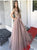A Line Off the Shoulder Beading Pink Tulle Prom Dresses