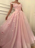 Off the Shoulder Tulle Prom Dresses with Appliques LBQ1094