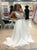 A Line White V Neck Chiffon Appliques Prom Dresses 