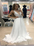 A Line White V Neck Chiffon Appliques Prom Dress LBQ2980