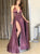 A Line Purple Chiffon Prom Dresses with Slit LBQ1968
