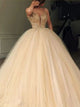 Spaghetti Straps Ball Gown Sweep Train Prom Dress with Beading 