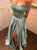 A Line Off The Shoulder Pleats Satin Prom Dresses