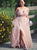 A Line Straps Pink Tulle Prom Dress with Slit and Rhinestones 