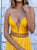 A Line Yellow V Neck Chiffon Beadings Prom Dresses