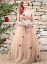 A Line Sweetheart Tulle Pleats Prom Dresses LBQ2797