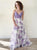 A Line Lavender Lace Floral Chiffon Spaghetti Prom Dresses 