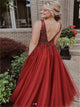 Open Back Floor Length Prom Dresses with Beadings 