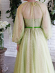 Sweep Train Green Evening Dresses