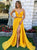 Sweep Train Yellow Evening Dresses